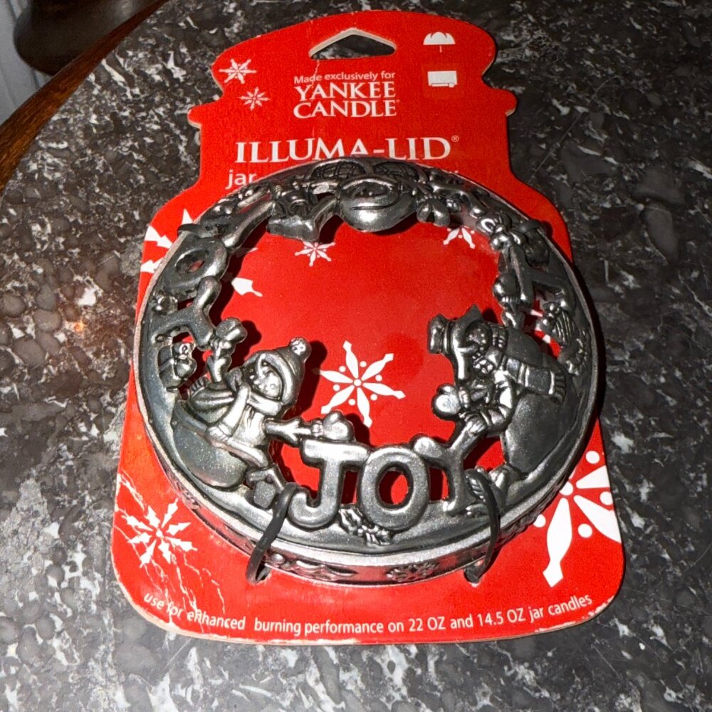 NEW 2007 Yankee Candle Illuma-lid Joy Santa Silver Snowman Merry Christmas Rare